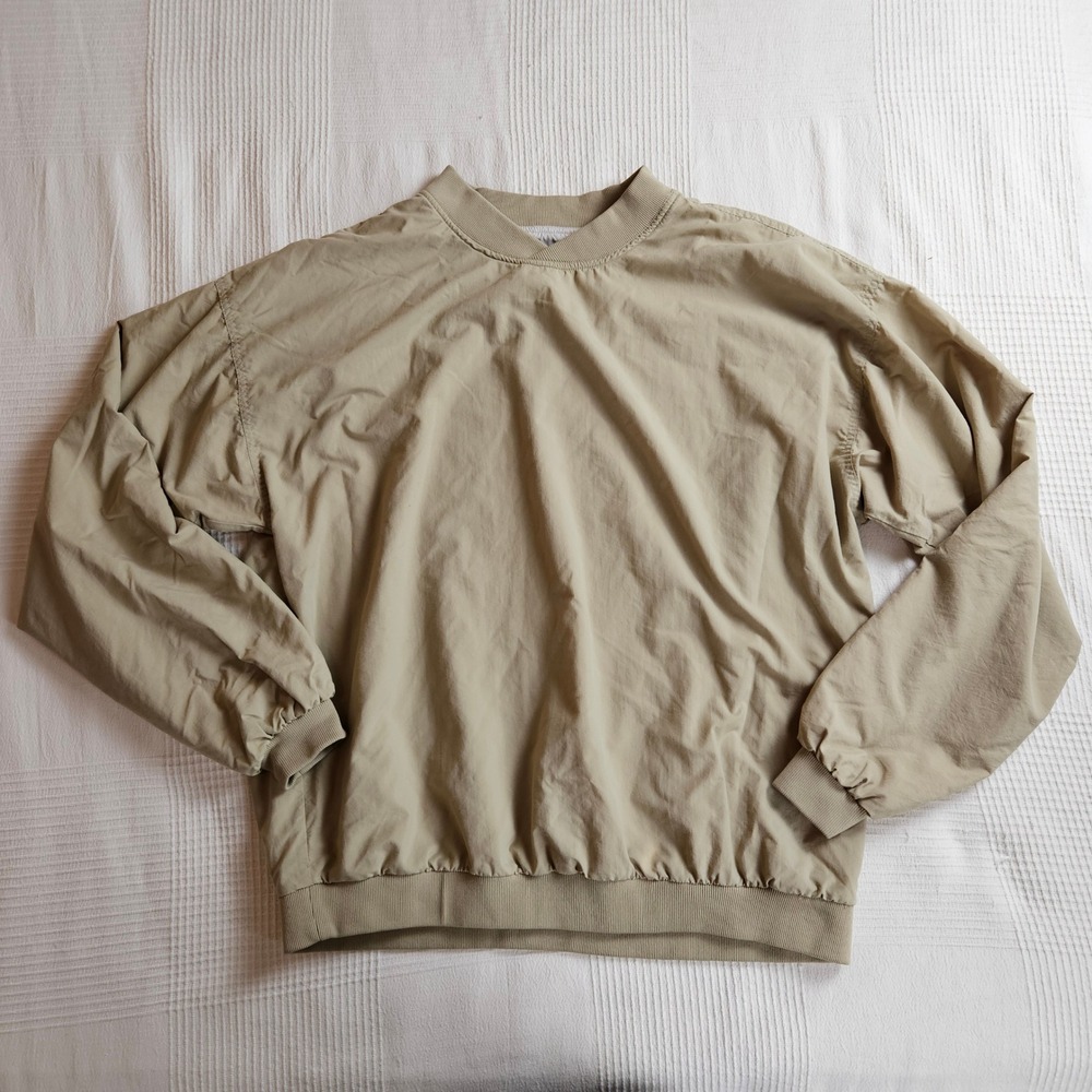 Vintage Sun Mountain Sports Golf Windbreaker Pullover Tan Khaki Men L Grandpa